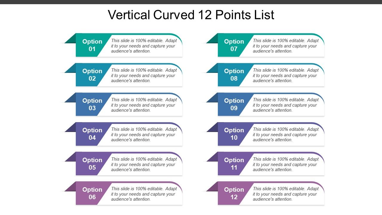Vertical curved 12 points list Slide01