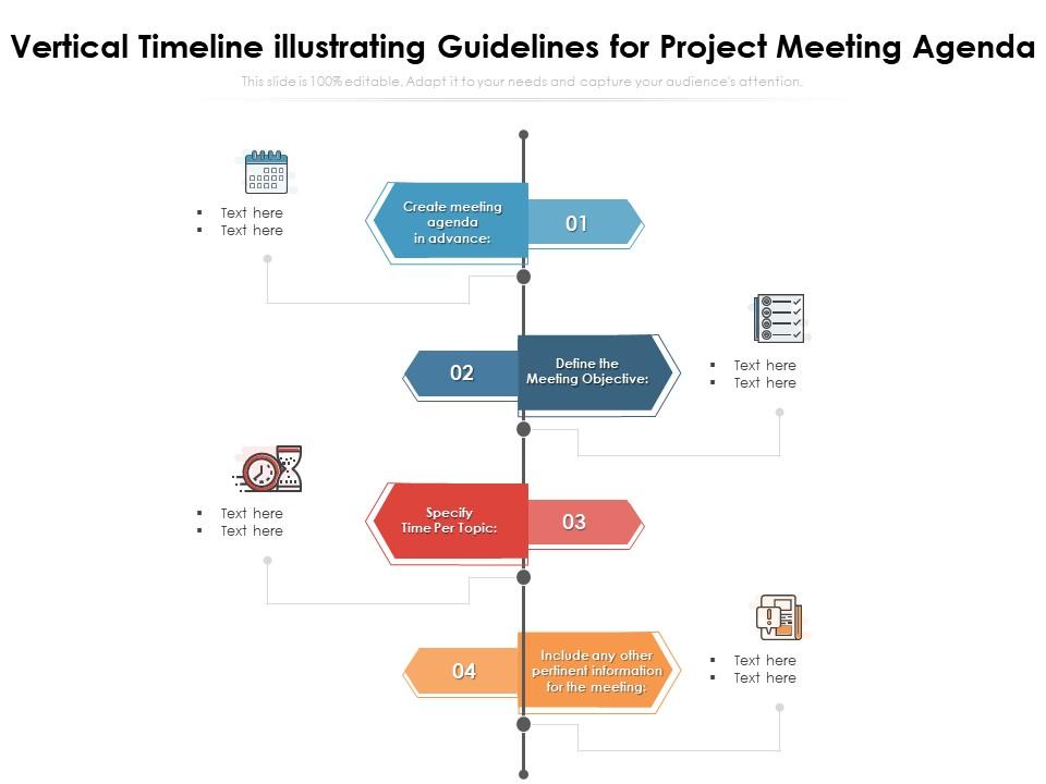 Vertical Timeline Illustrating Guidelines For Project Meeting Agenda