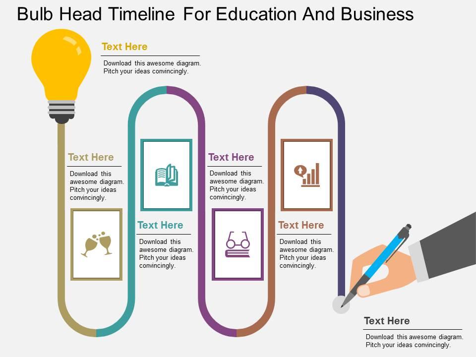 Vi bulb head timeline for education and business flat powerpoint design Slide01