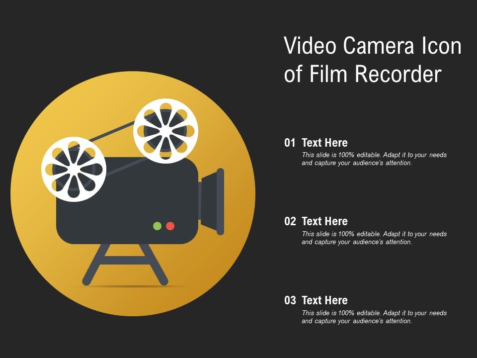 Video Camera Icon Of Film Recorder Presentation Graphics