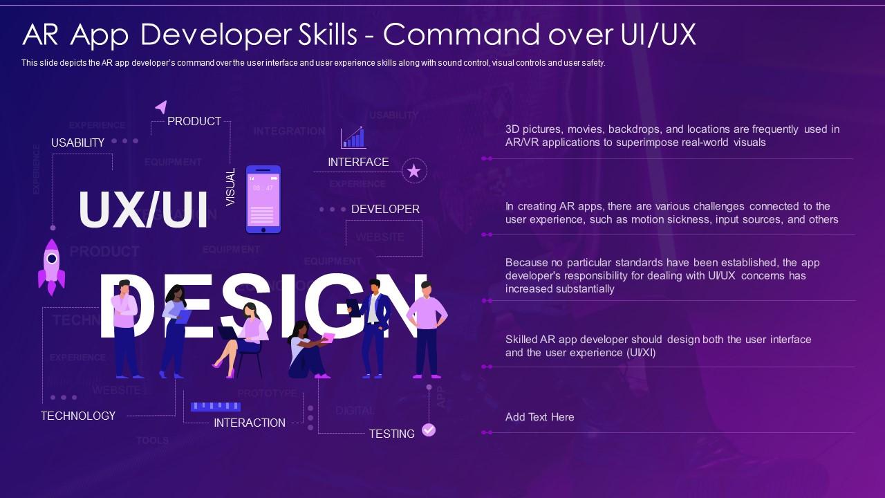 Virtual and augmented reality it ar app developer skills command over ui ux Slide01