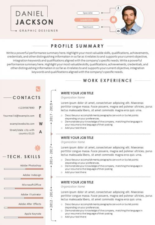 Visual Resume Sample For Graphic Designer With Profile Summary
