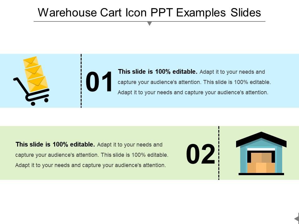 Warehouse cart icon ppt examples slides Slide01