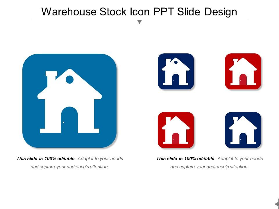 Warehouse stock icon ppt slide design Slide01