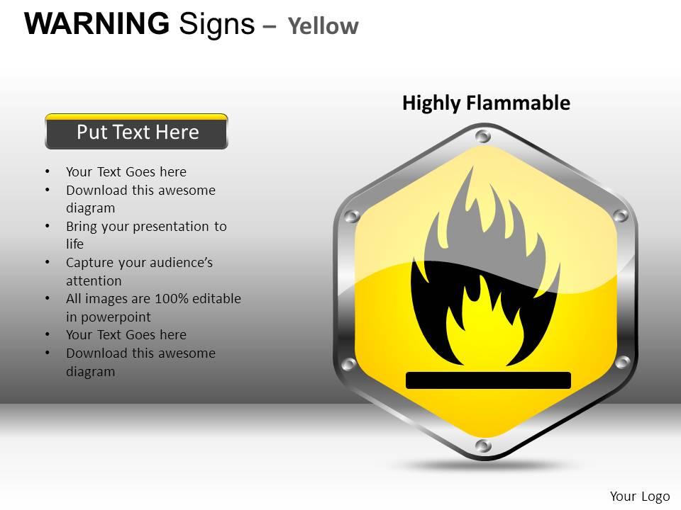 Warning sign yellow powerpoint presentation slides db Slide01