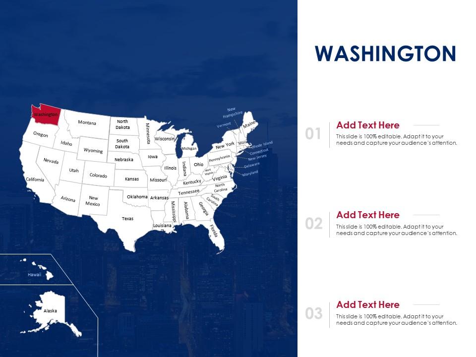 Washington map powerpoint presentation ppt template