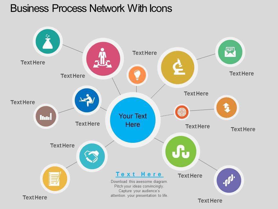 Wd business process network with icons flat powerpoint design Slide01
