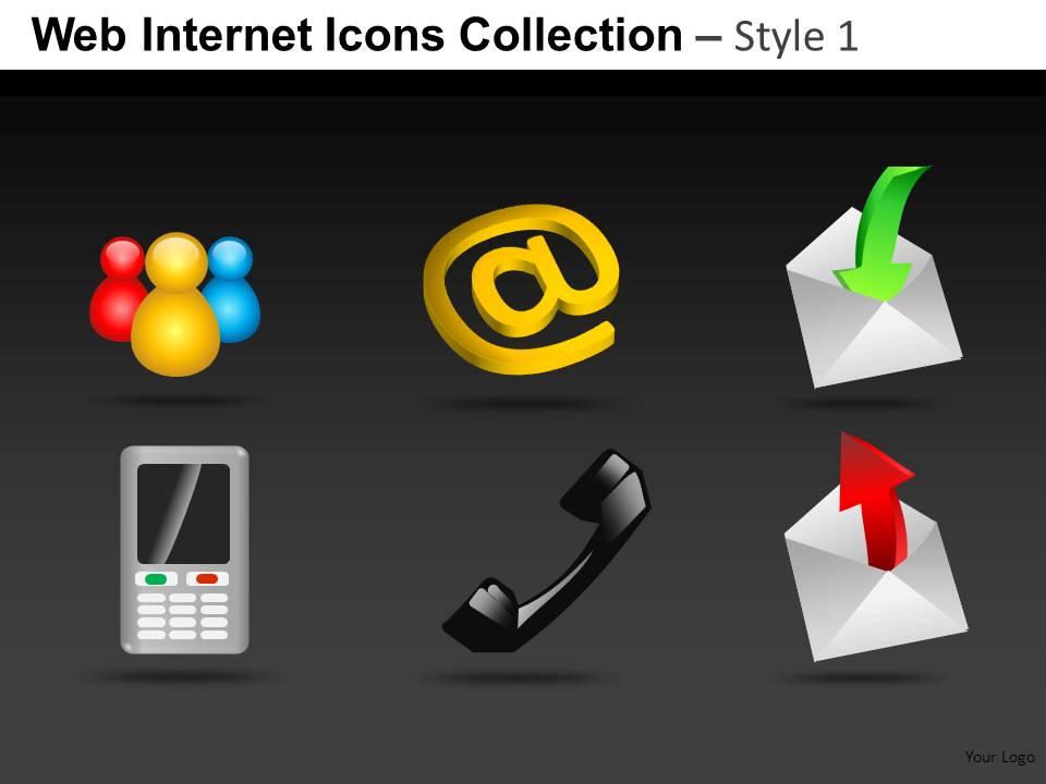 Web internet icons collection style 1 powerpoint presentation slides db Slide01