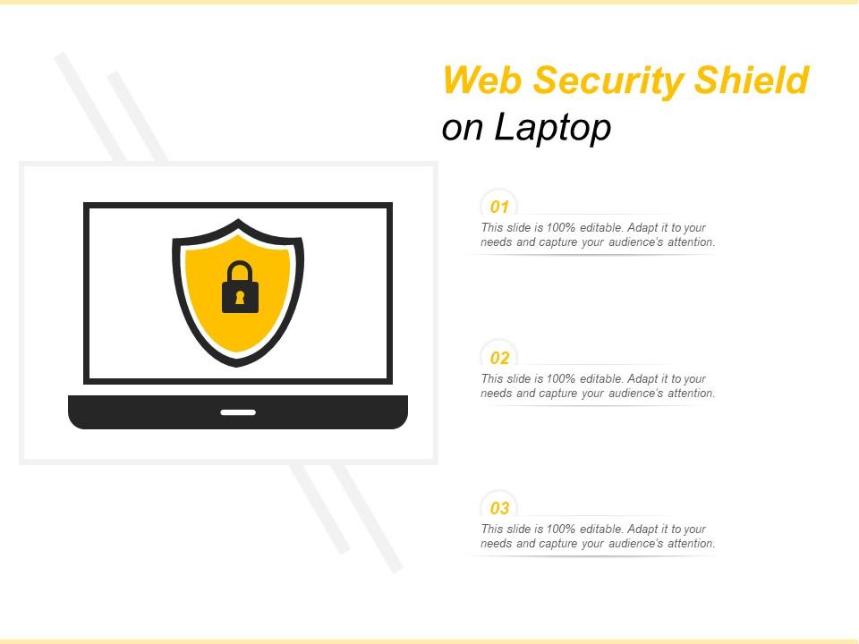 Web security shield on laptop Slide00