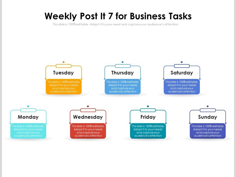 Weekly post it 7 for business tasks