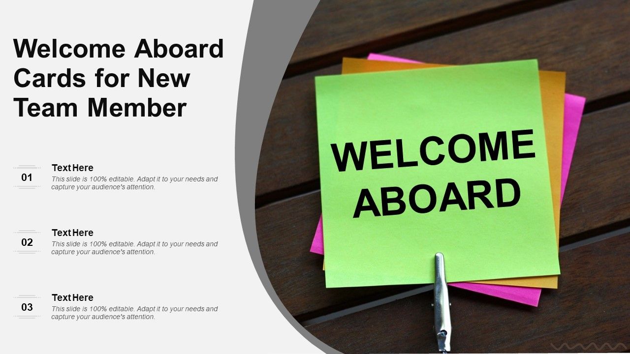 Welcome Aboard Cards For New Team Member | PowerPoint Presentation ...