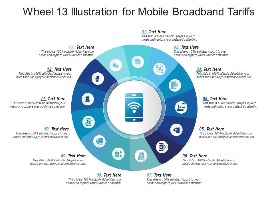 Wheel 13 illustration for mobile broadband tariffs infographic template Slide01