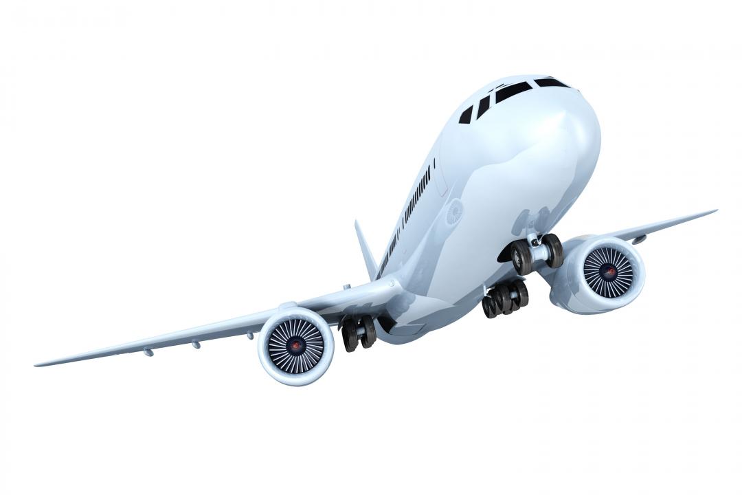 White background with aeroplane and travel stock photo Slide01