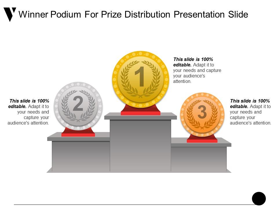 Winner Podium For Prize Distribution Presentation Slide PowerPoint