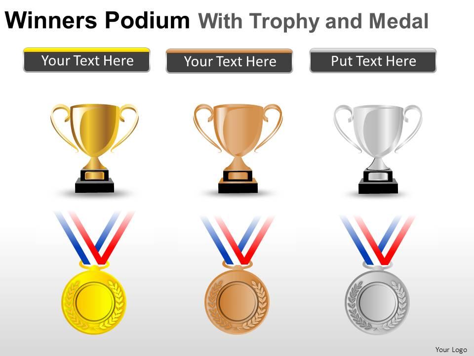 Winners Podium With Trophy Powerpoint Presentation Slides Presentation Graphics Presentation