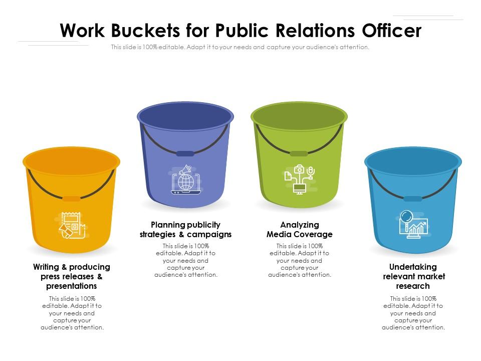 work-buckets-for-public-relations-officer-presentation-graphics