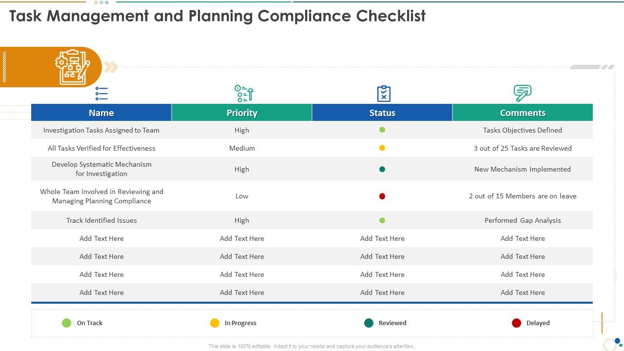 Work Plan Bundle Task Management And Planning Compliance Checklist