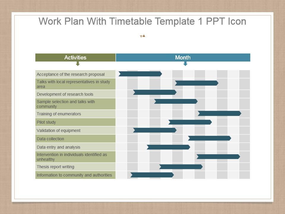 Work plan with timetable template 1 ppt icon Slide00