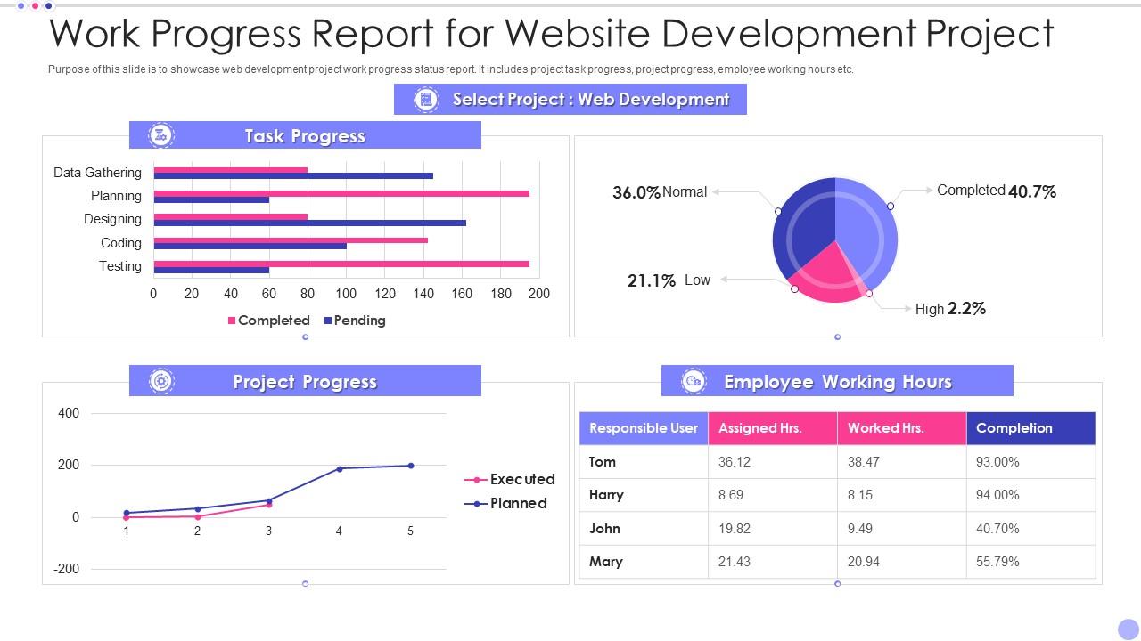 Work Progress Report For Website Development Project Slide01