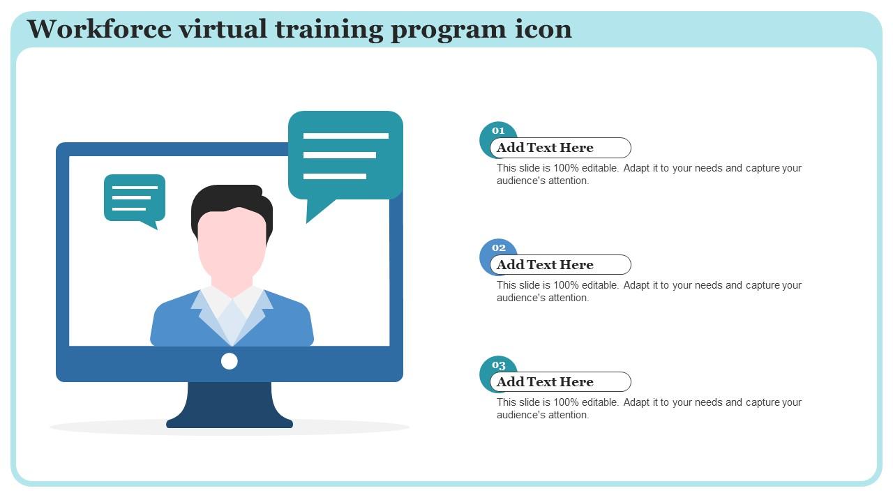 Workforce Virtual Training Program Icon PPT Slide