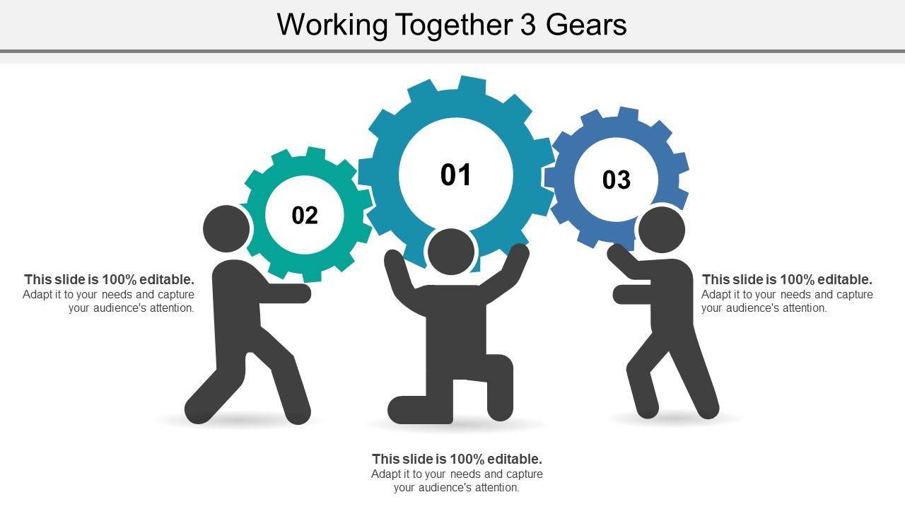 Working together 3 gears | Presentation Graphics | Presentation PowerPoint  Example | Slide Templates