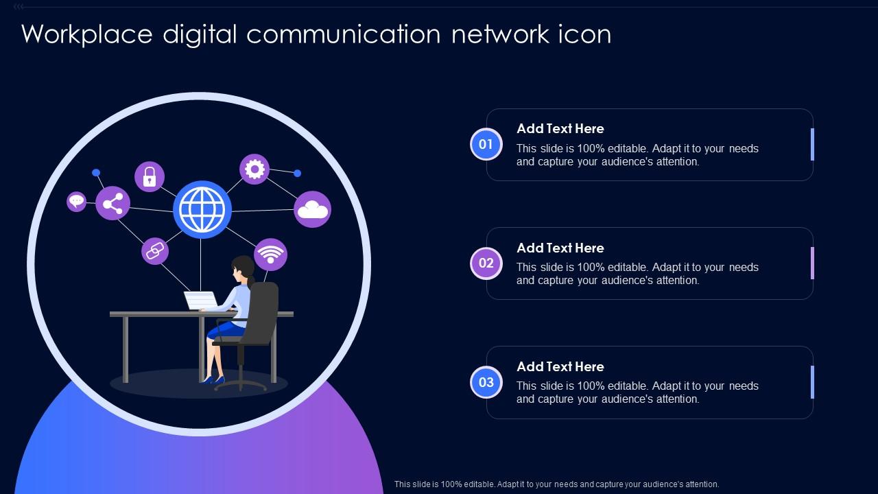 Workplace Digital Communication Network Icon | Presentation Graphics ...