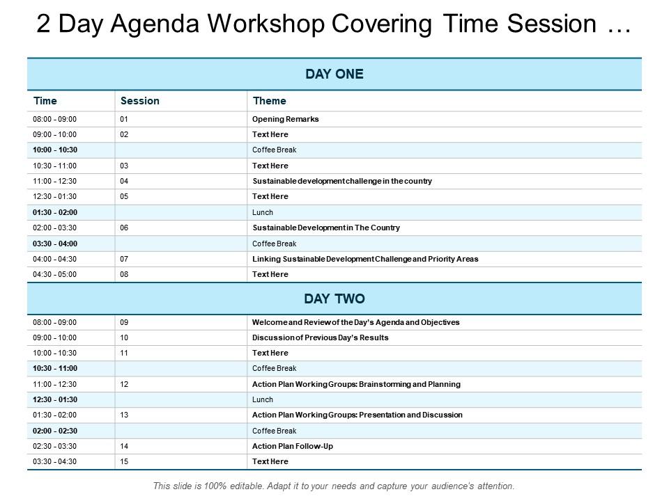 Workshop covering time session and theme Slide01