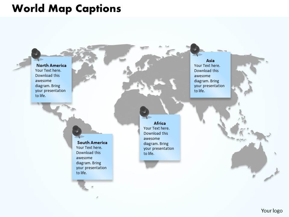 World map captions powerpoint template slide Slide00