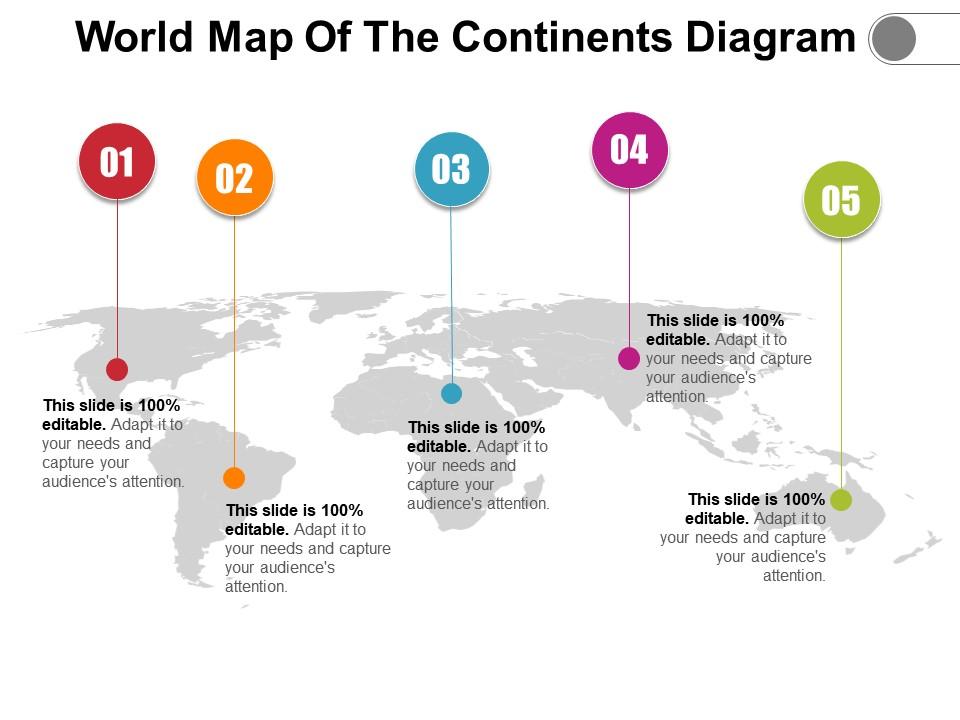 Powerpoint Template World Maps Continents Countries PowerPoint World Map Of The Continents Diagram Slide01