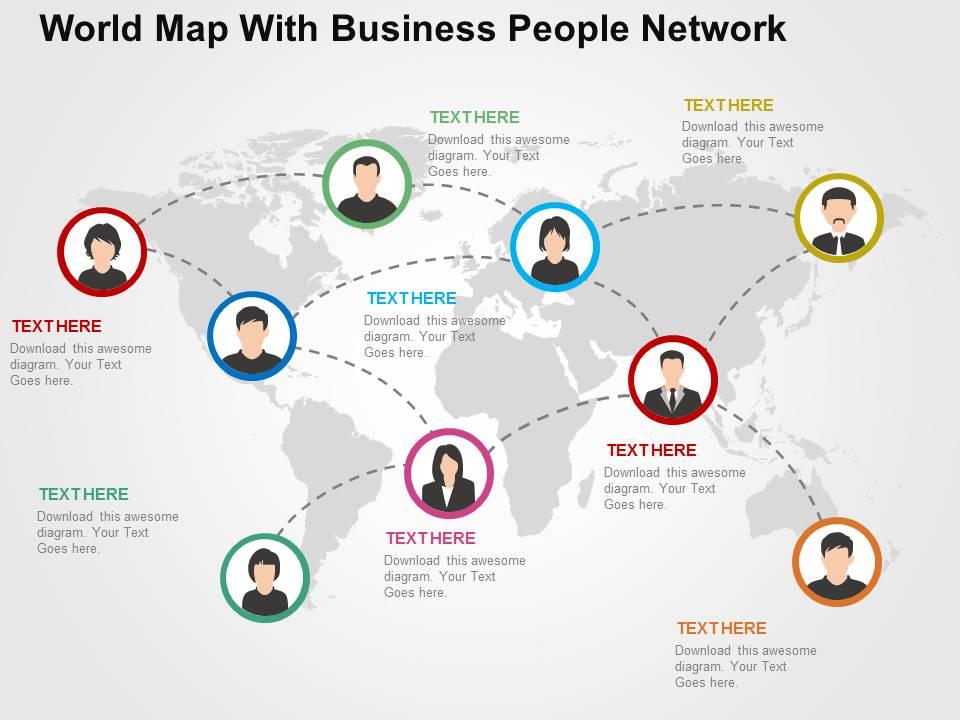 World map with business peoples network ppt presentation slides Slide00