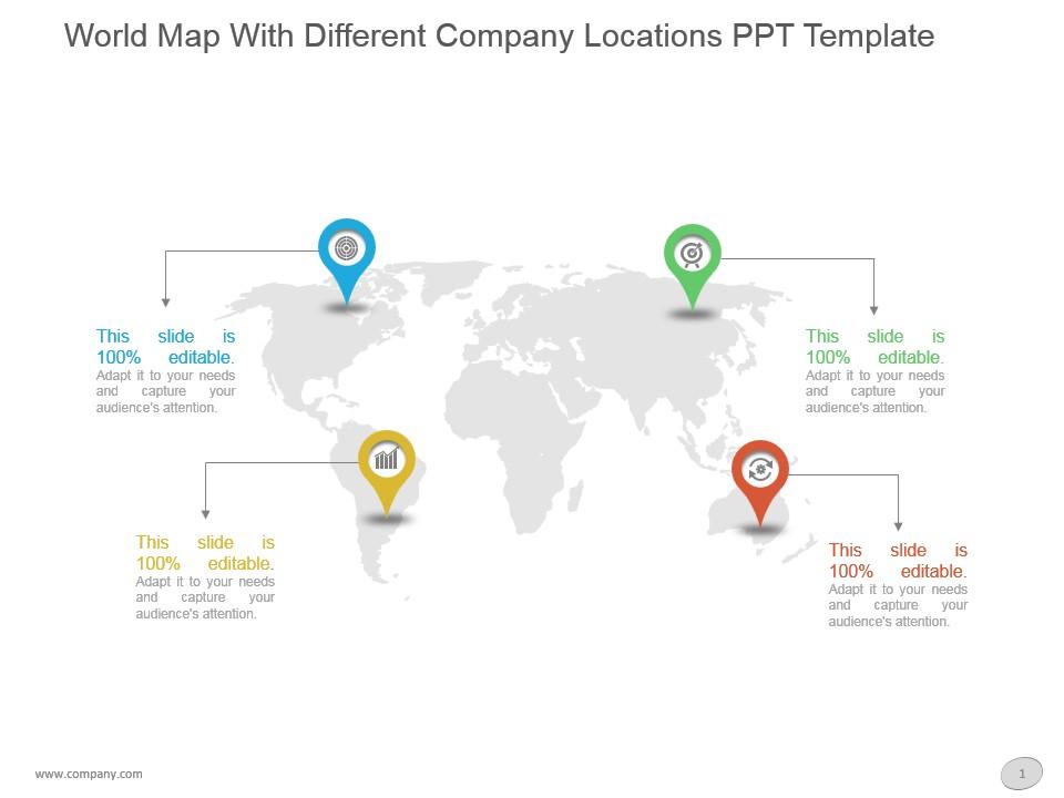 world_map_with_different_company_locations_ppt_template_Slide01