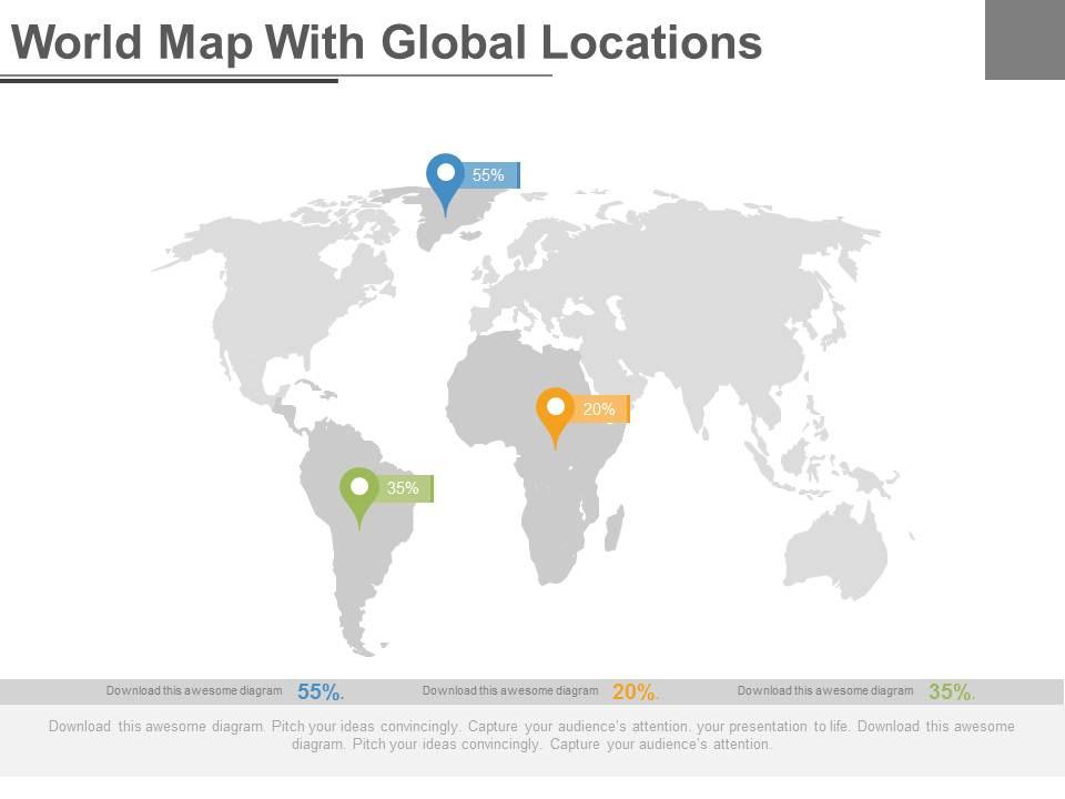 World map with global locations powerpoint slides Slide01