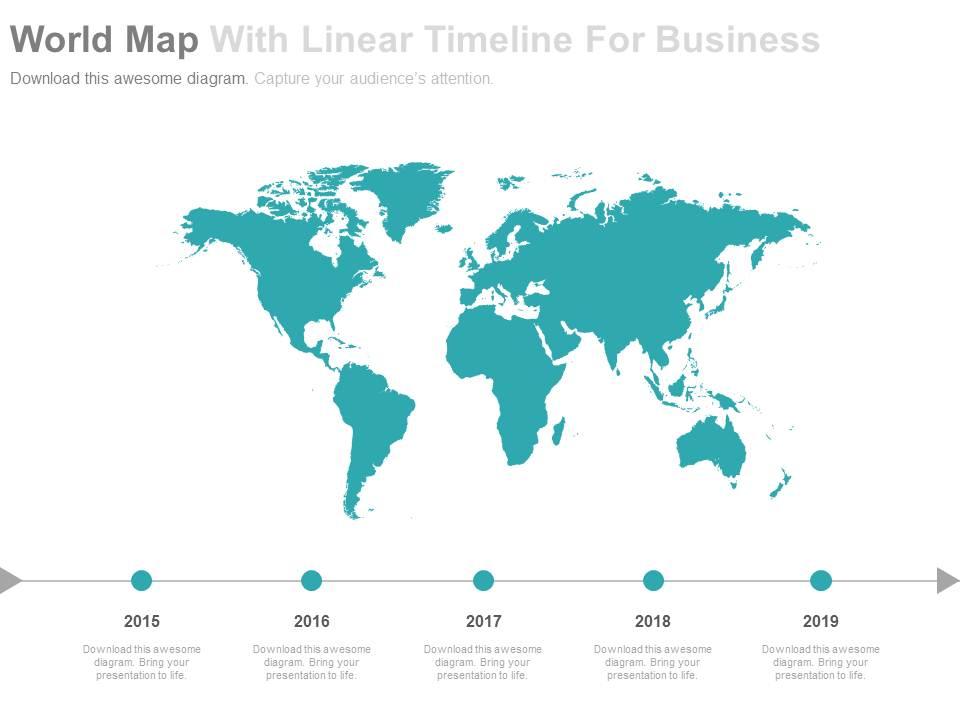 World map with linear timeline for business powerpoint slides Slide00