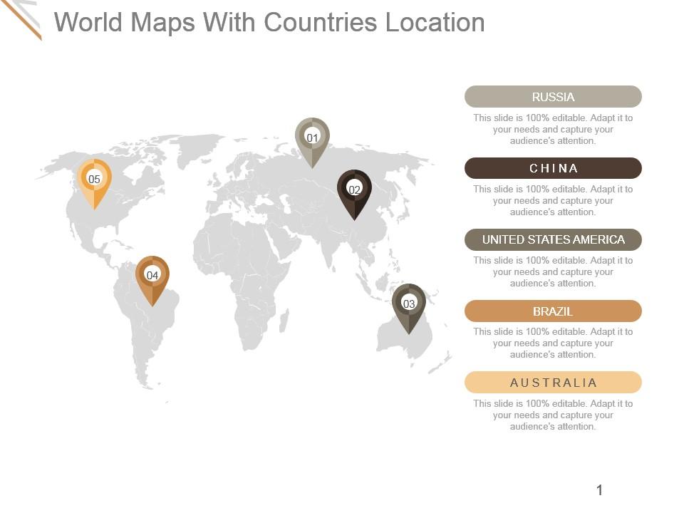 World maps with countries location presentation diagrams Slide01