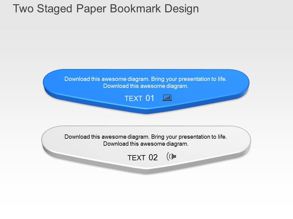 Ws Two Staged Paper Bookmark Design Powerpoint Template Presentation