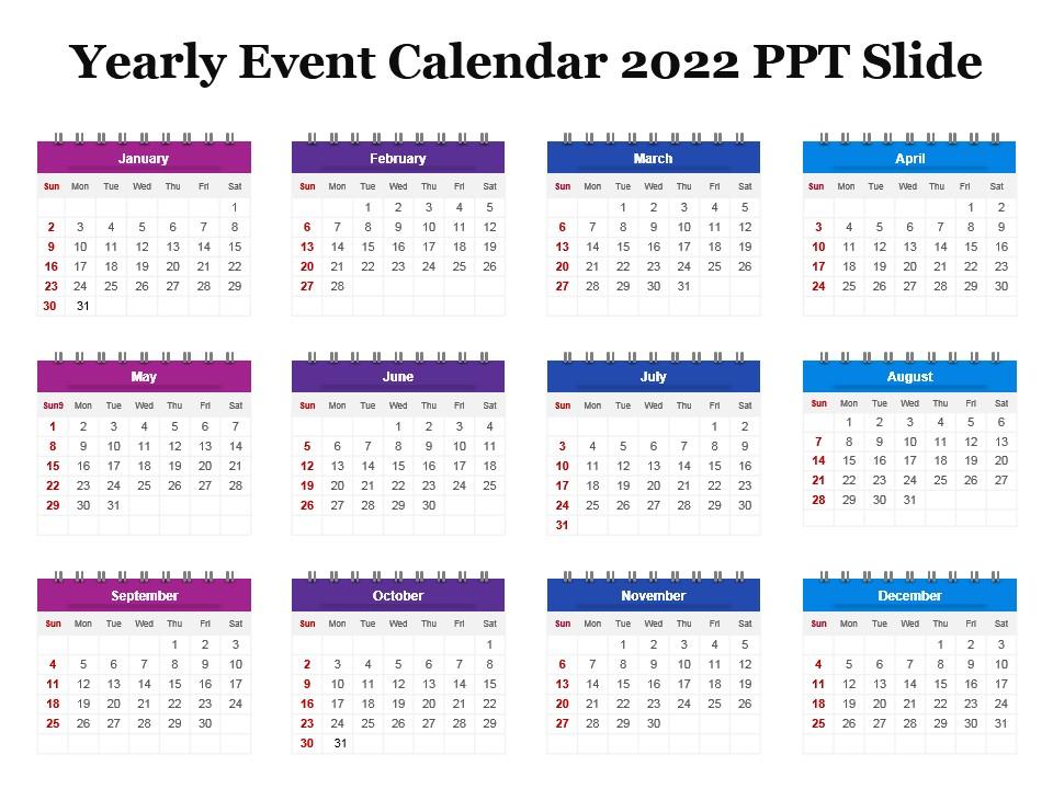 Event Calendar 2022 Yearly Event Calendar 2022 Ppt Slide | Powerpoint Templates Backgrounds |  Template Ppt Graphics | Presentation Themes Templates