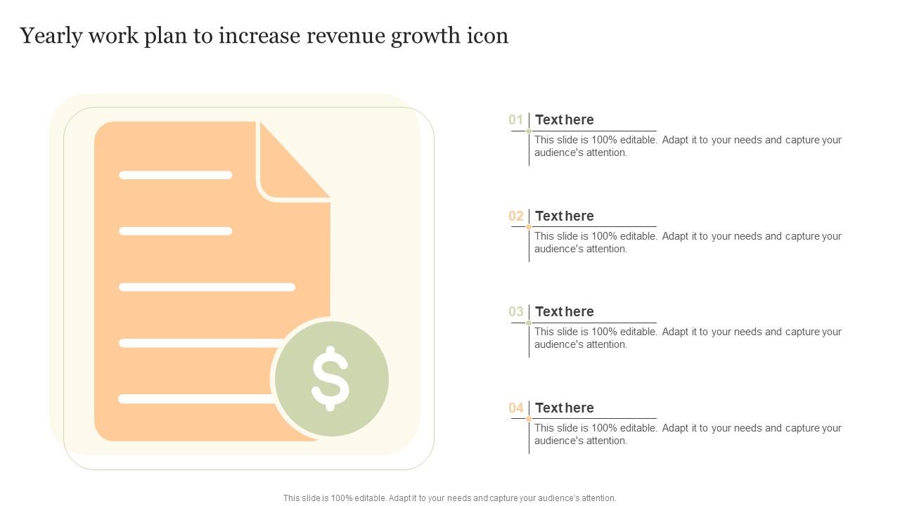 Yearly Work Plan To Increase Revenue Growth Icon