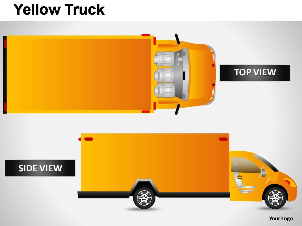 Yellow truck top view powerpoint presentation slides Slide01