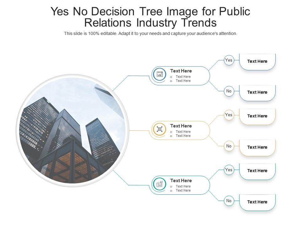 Yes no decision tree image for public relations industry trends infographic template Slide01