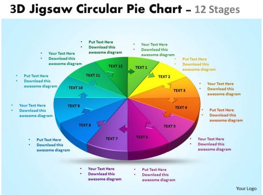 53607915 Style Division Pie-Jigsaw 12 Piece Powerpoint 