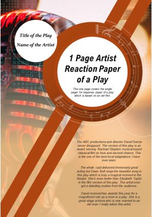 1 page artist reaction paper of a play presentation report infographic ppt pdf document