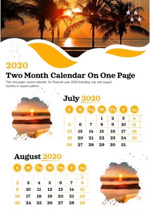 2020 two month calendar on one page presentation report infographic ppt pdf document
