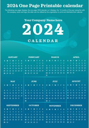 2024 one page printable calendar presentation report infographic ppt pdf document