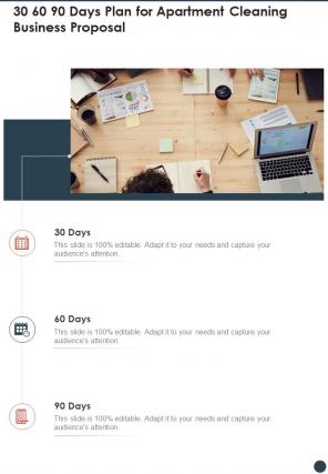 30 60 90 Days Plan For Apartment Cleaning Business One Pager Sample Example Document