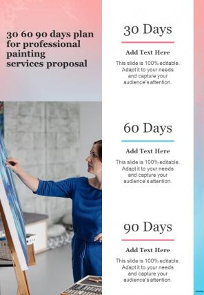 30 60 90 Days Plan For Professional Painting Services Proposal One Pager Sample Example Document