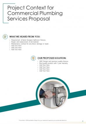 A4 commercial plumbing services proposal template