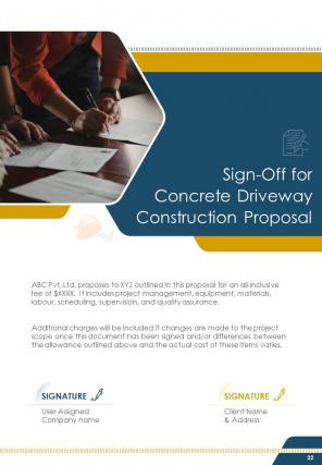 A4 concrete driveway construction proposal template