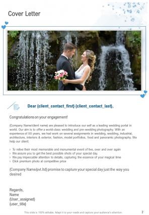 A4 wedding photography proposal template