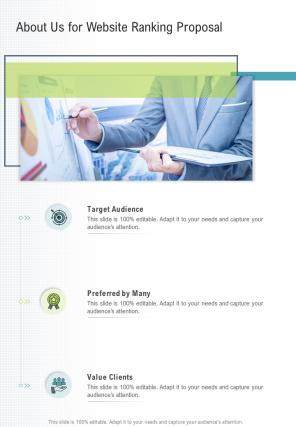 About Us For Website Ranking Proposal One Pager Sample Example Document