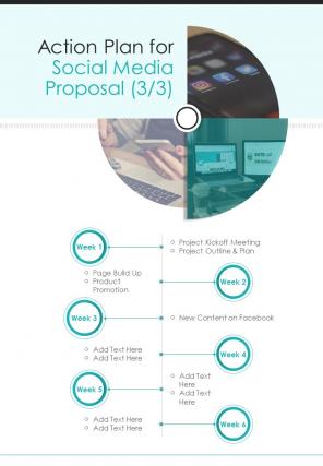 Action Plan For Social Media Proposal One Pager Sample Example Document